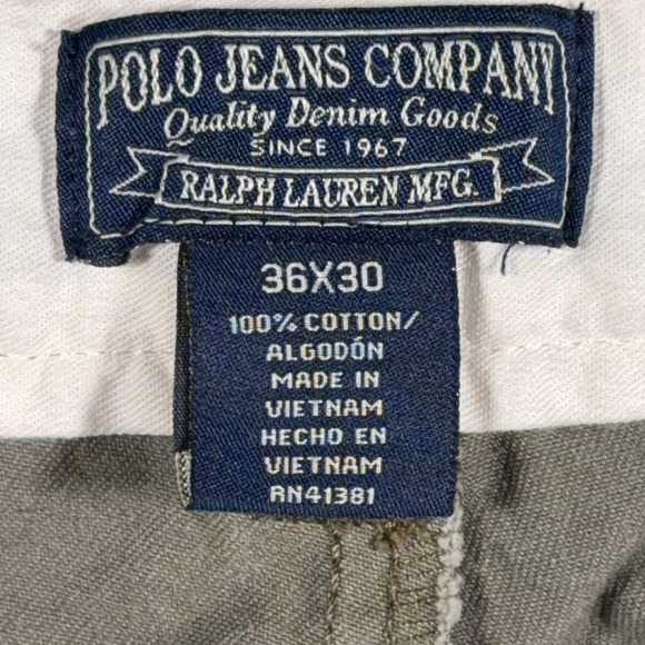 Polo Jeans Co Pants Mens 34x30 Green Ralph Lauren Chino Military Straight Y2K - Picture 5 of 9
